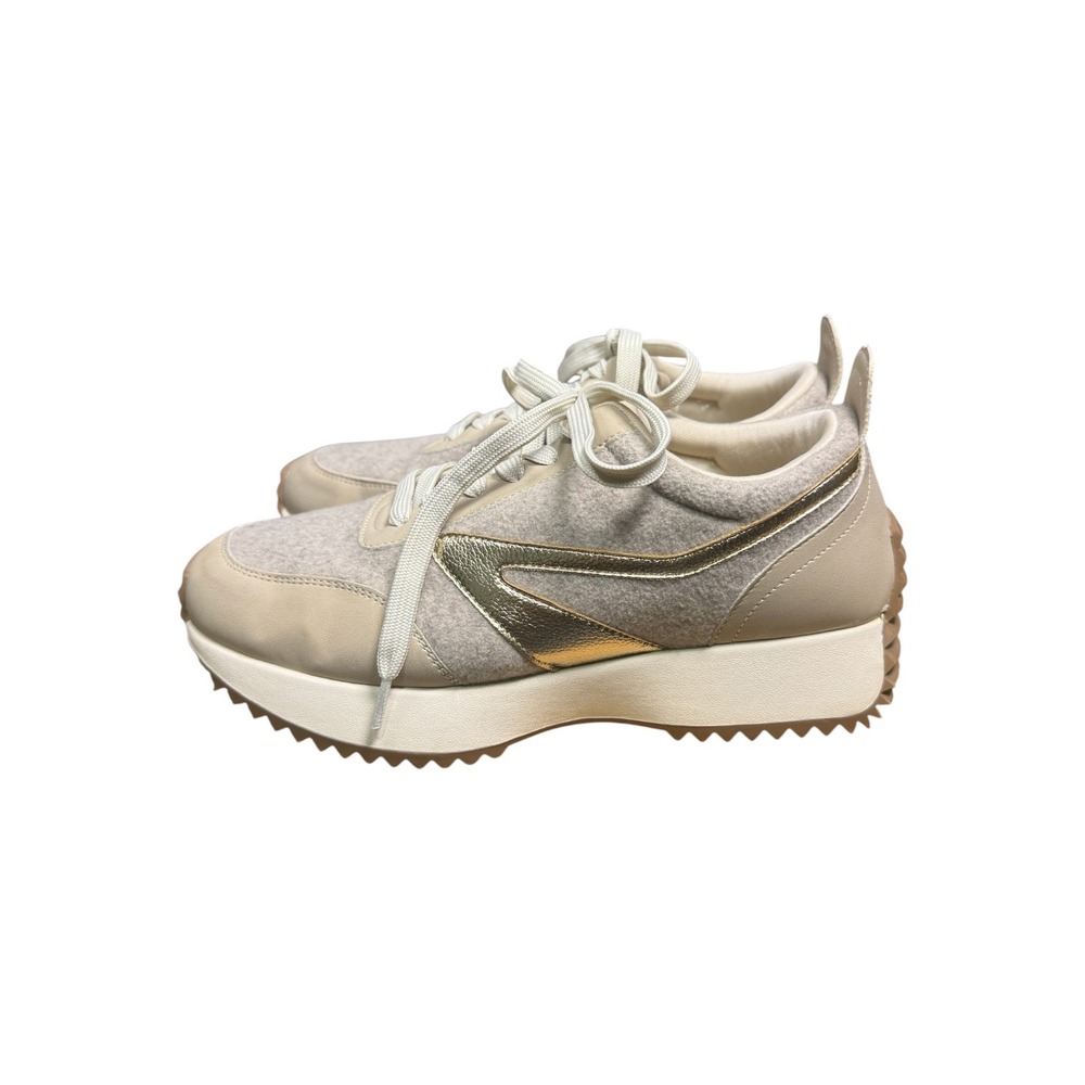 DV Dolce Vita Bossy Cream Beige Gold Platform Sneakers Womens 8.5